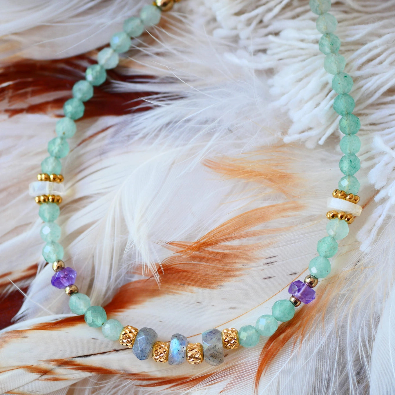 Smriti Bracelet · Aventurine, Amethyst, Moonstone