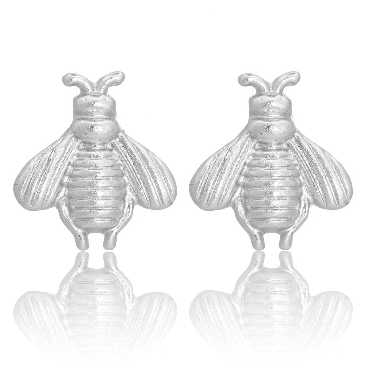 Delicate Bee Stud Earrings - Silver