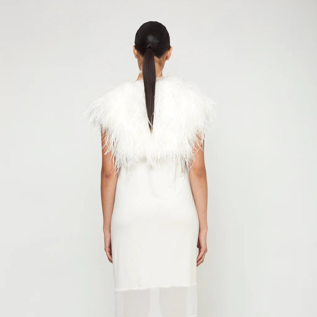 Sabine Ostrich Feather Bolero - Cloud
