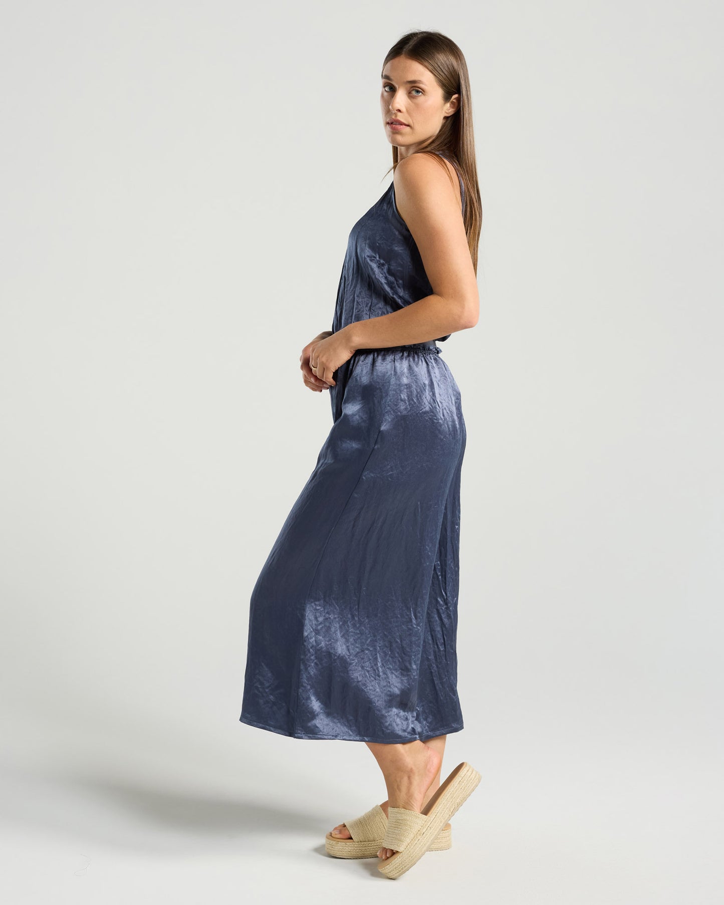 Jean Satin Cullotte - Slate Blue
