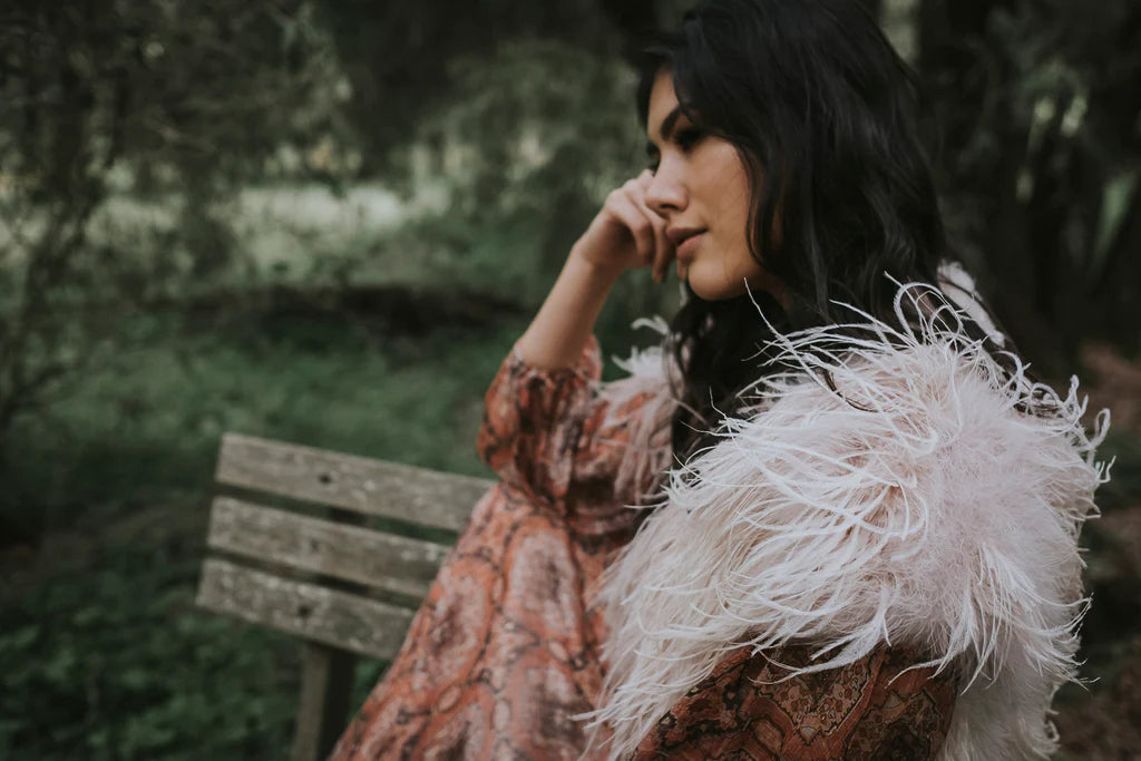 Sabine Ostrich Feather Bolero - Blush