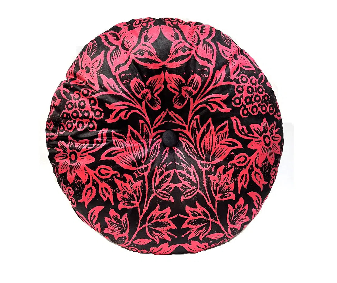 Round Velvet Cushion - Florabel Black