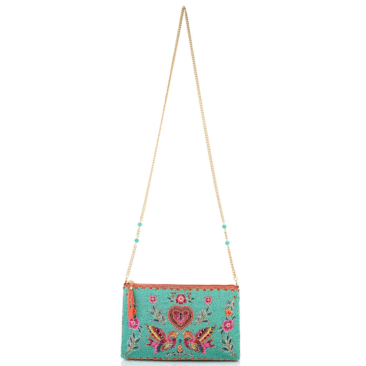 Two In Love Turquoise Beaded Handbag