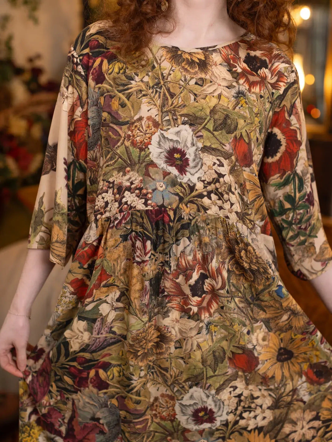 Golden Hour Artist Dress Tunic w/ Pockets & Floral Print