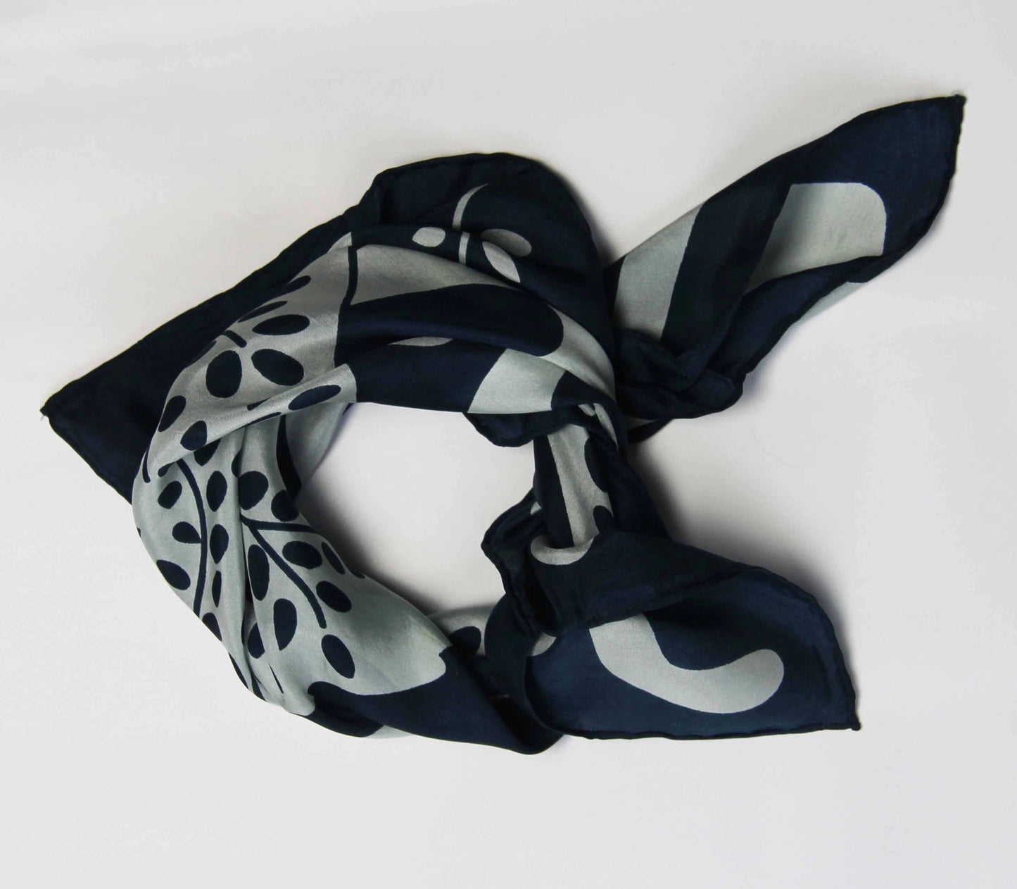 Mini Peace and Love Marine Navy Silk Scarf