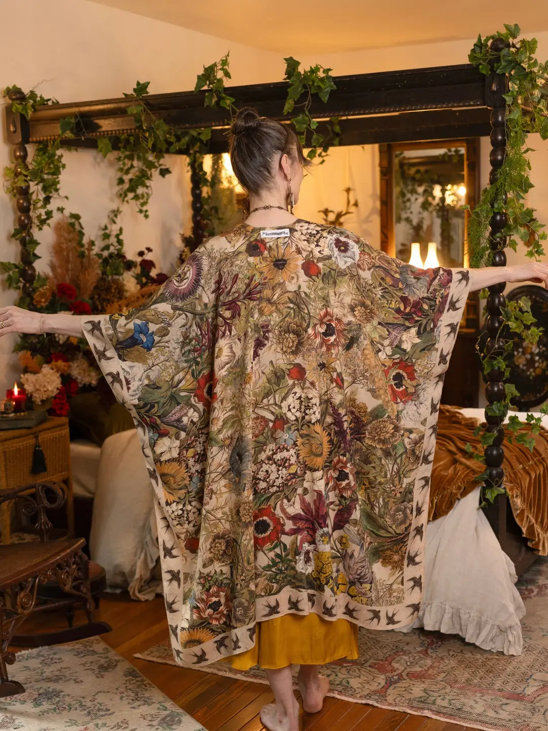 Golden Hour Goddess Duster Kimono w/ Floral Print