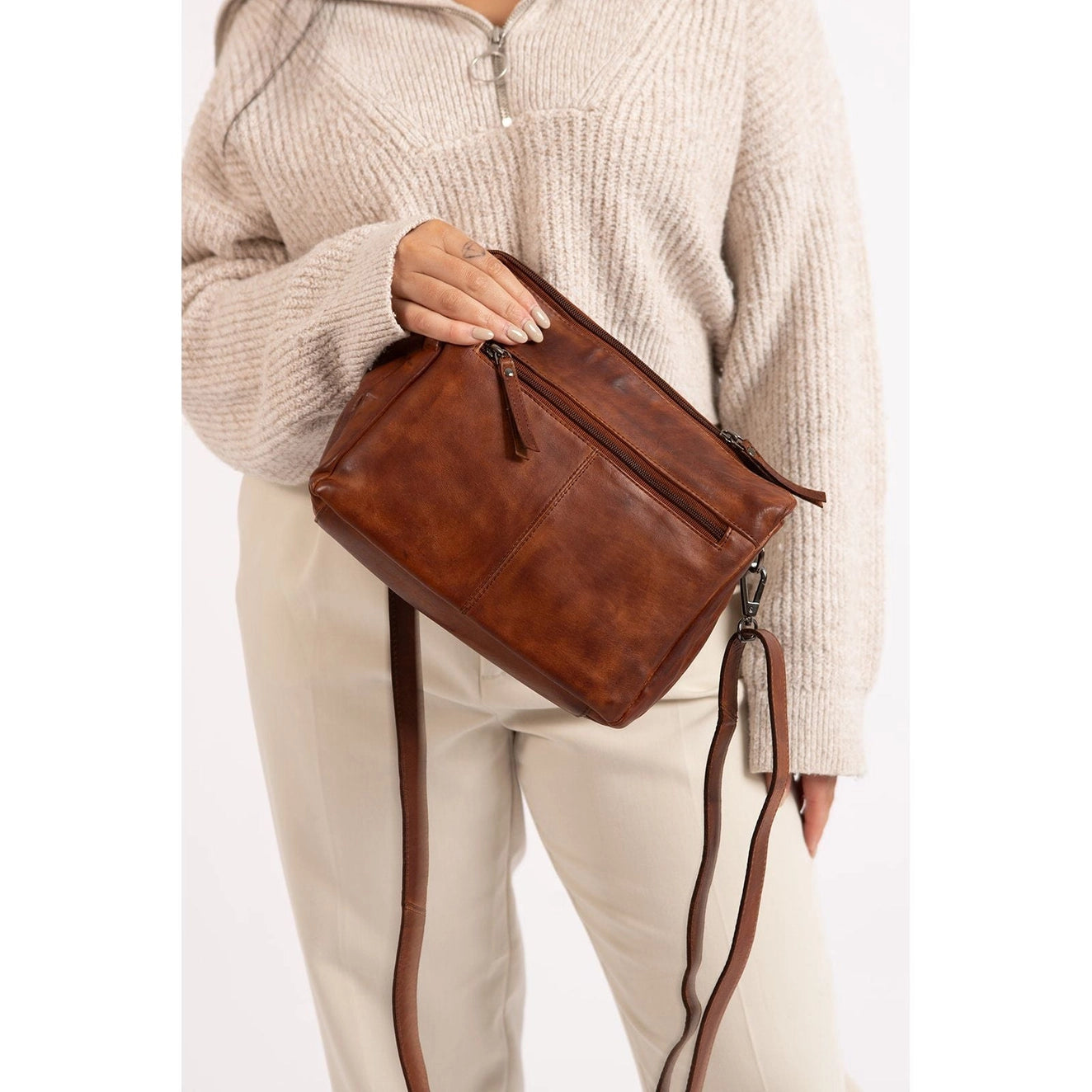 Leather Shoulder Bag June Brown