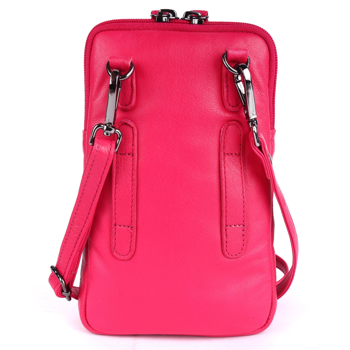 Cleo Pink Leather Phone Crossbody Bag