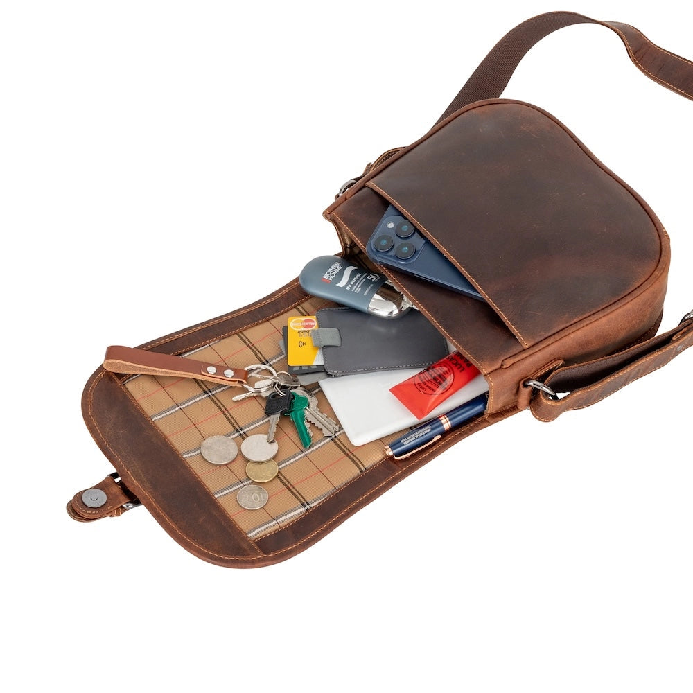 Brown Lennon Crossbody Bag - Full-Grain Leather Shoulder Bag