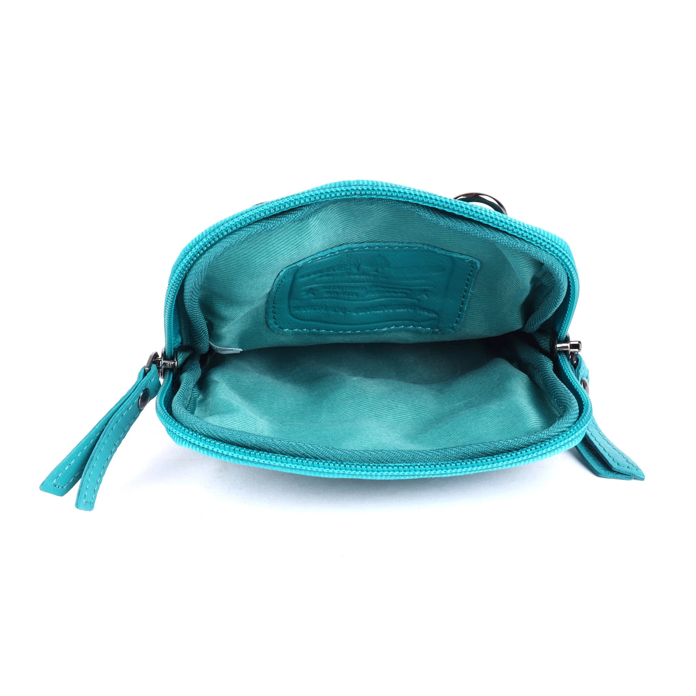 Cleo Turquoise Leather Phone Crossbody Bag