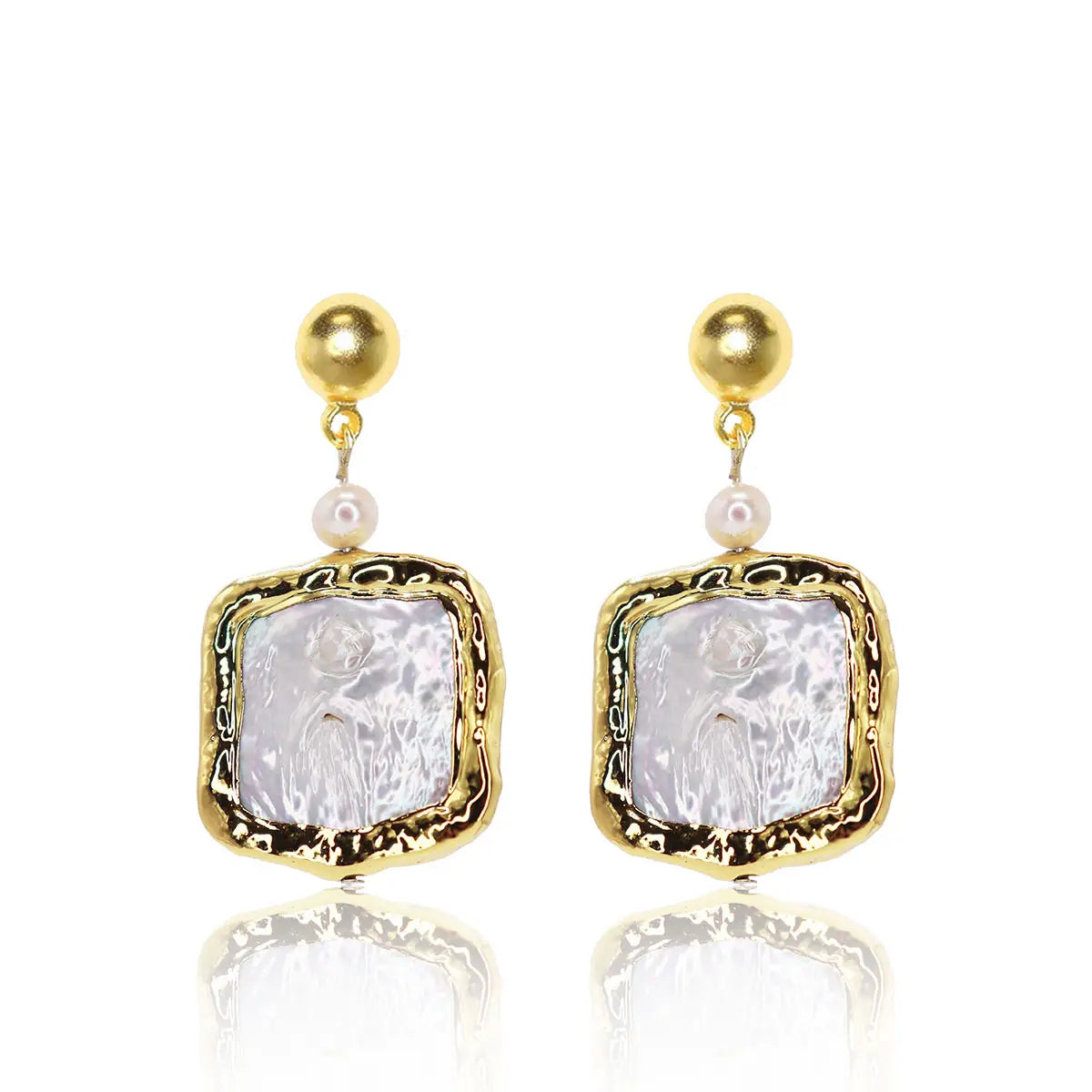 Statement Square Pearl Dangle Earrings