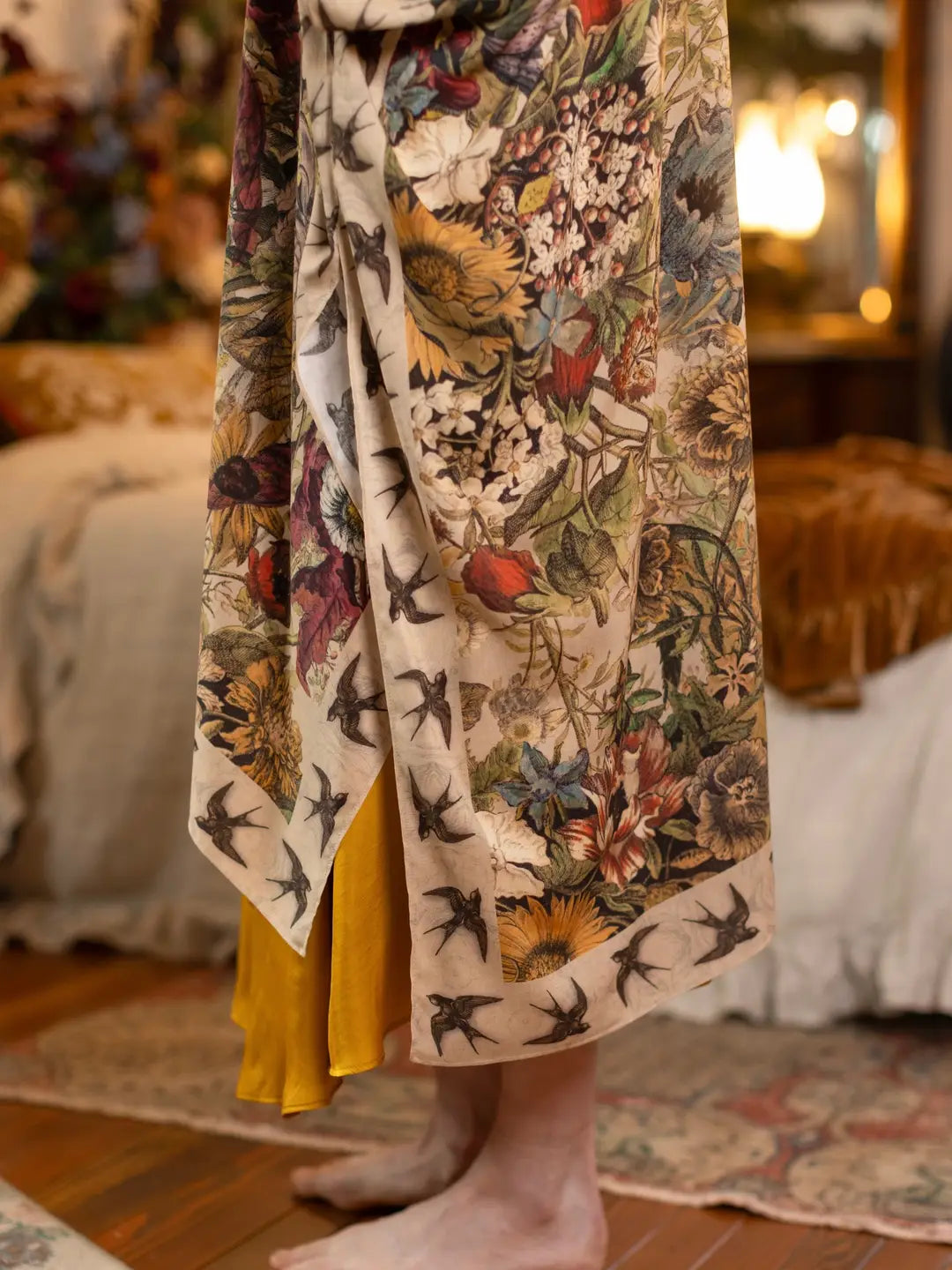 Golden Hour Goddess Duster Kimono w/ Floral Print