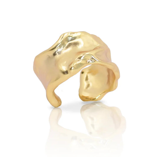 Sculptural Crumpled Foil Ring (Gold)