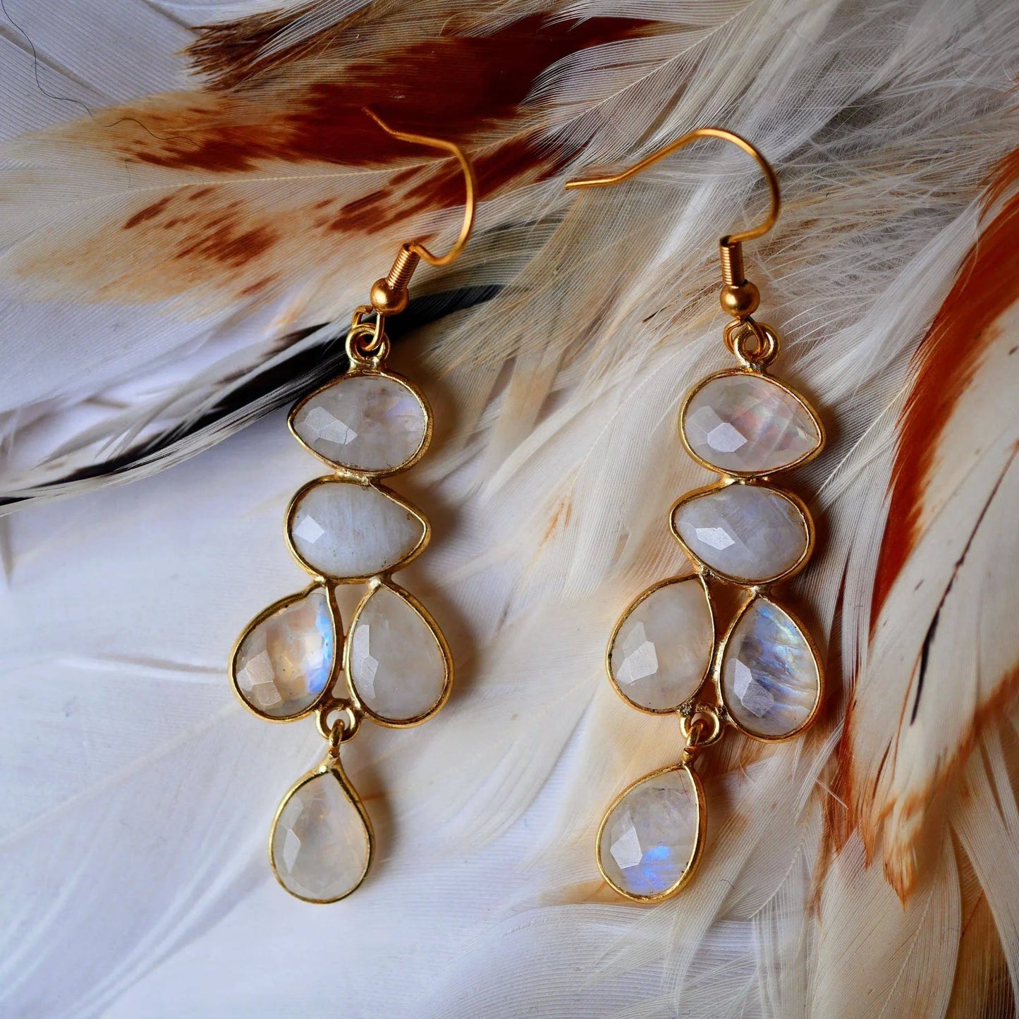 Mayra Rainbow Moonstone Earrings