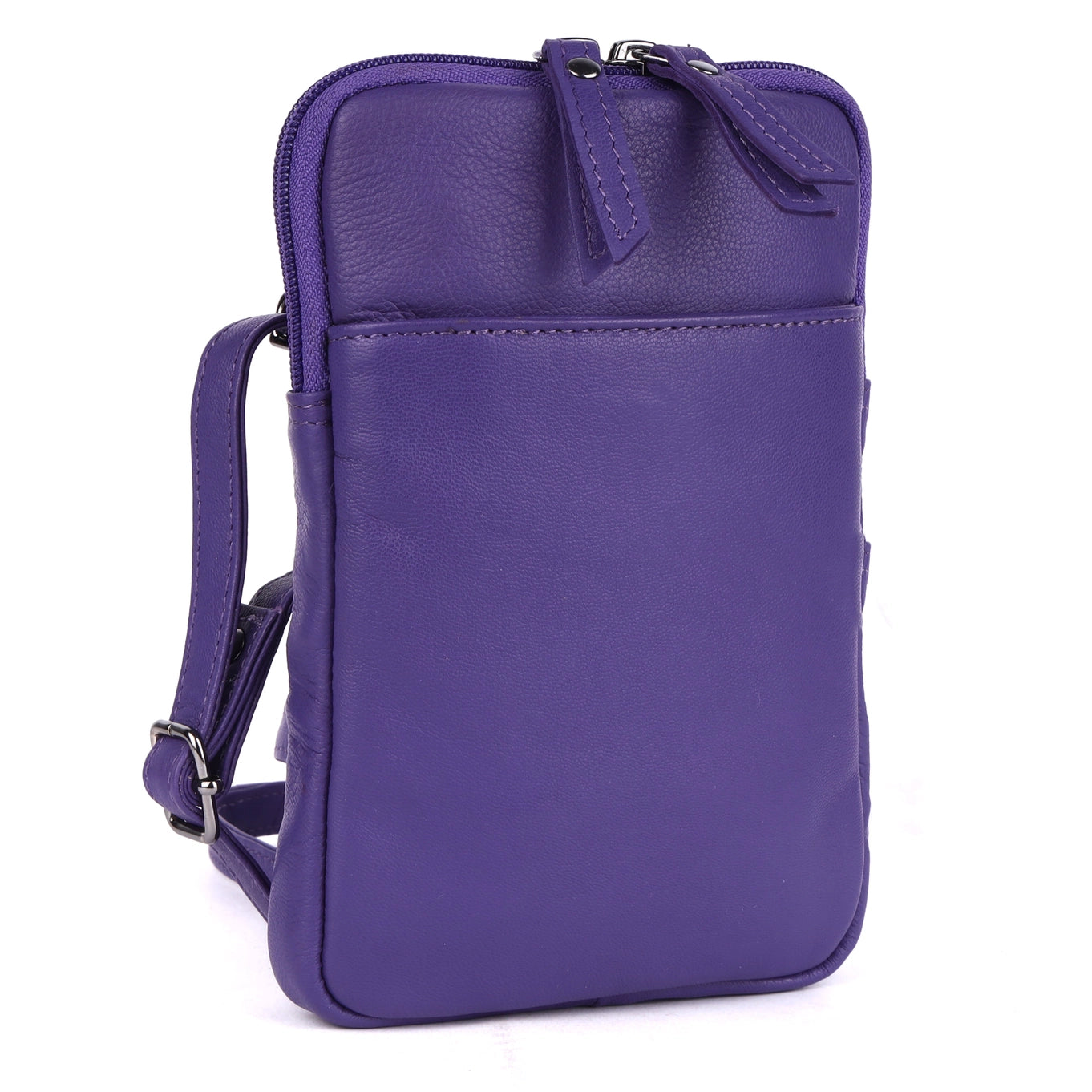 Cleo Purple Leather Phone Crossbody Bag