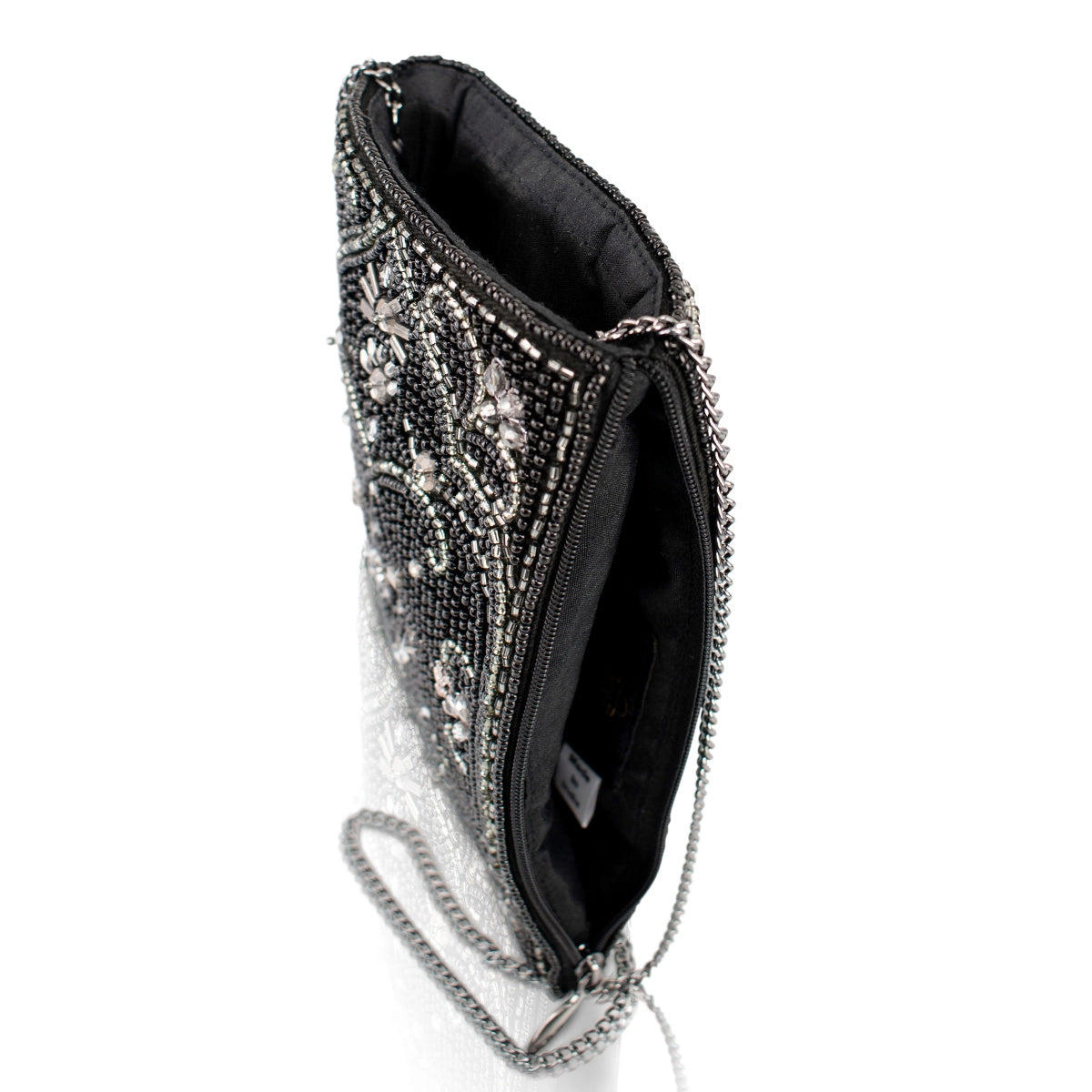 Encore Black with Crystal Embroidery Hand-Beaded Crossbody Bag