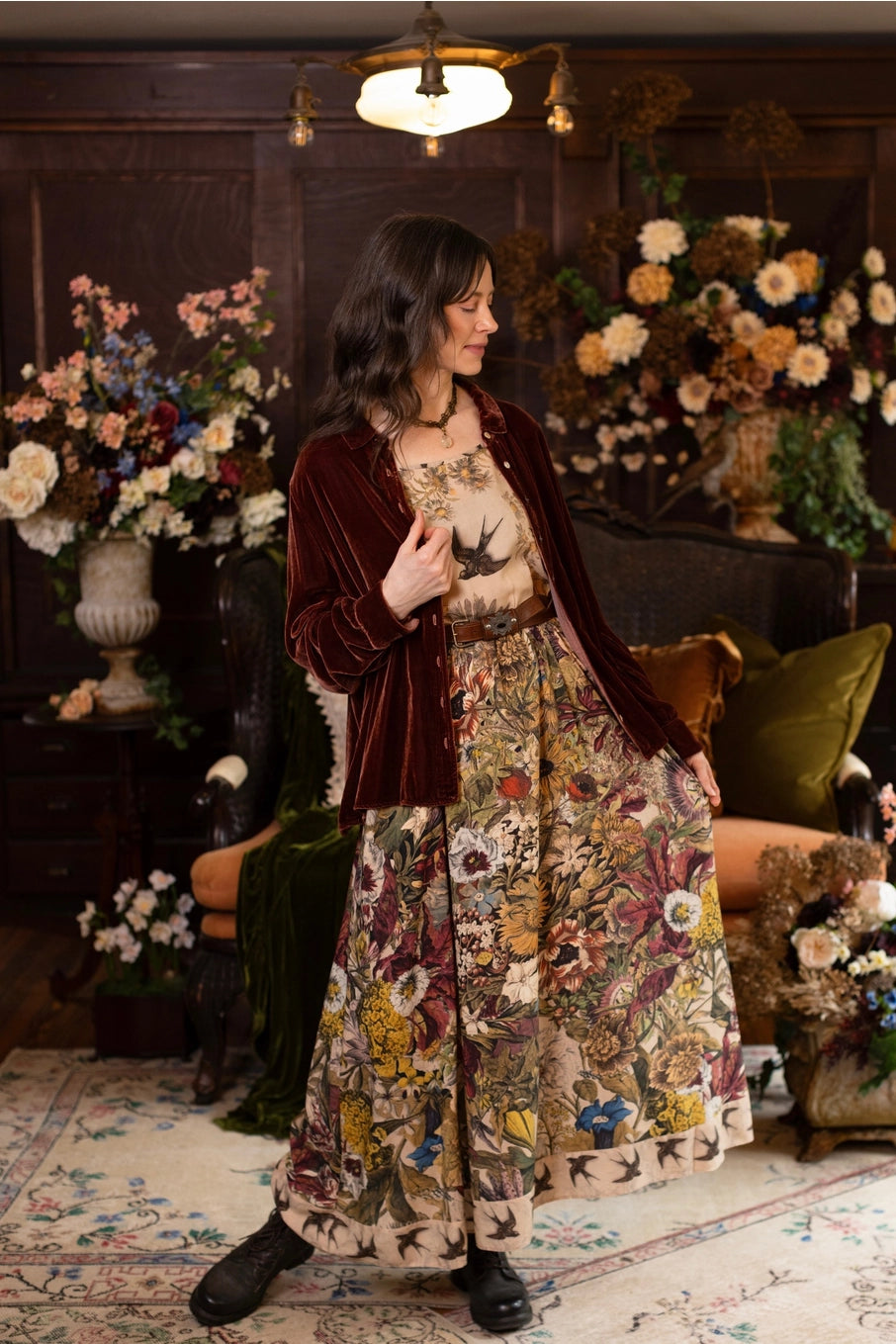 Golden Hour Bohéme Long Maxi Slip Dress w/ Floral Print