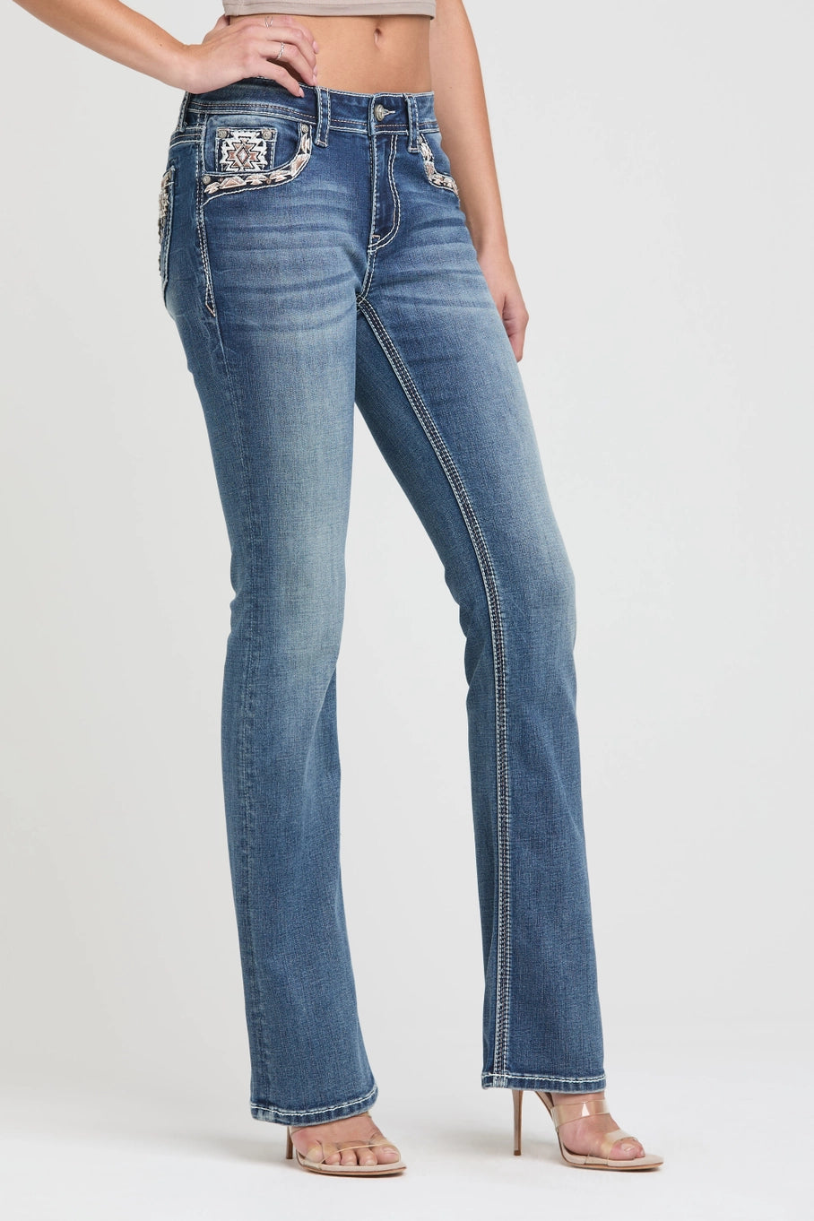 New Aztec Mid-Rise Boot Cut Jeans 30"