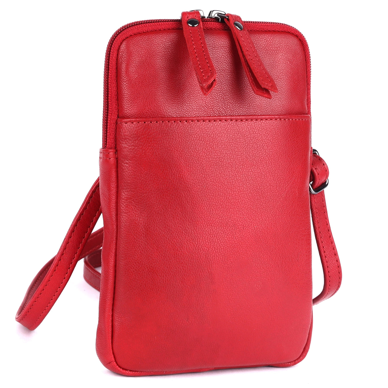 Cleo Red Leather Phone Crossbody Bag
