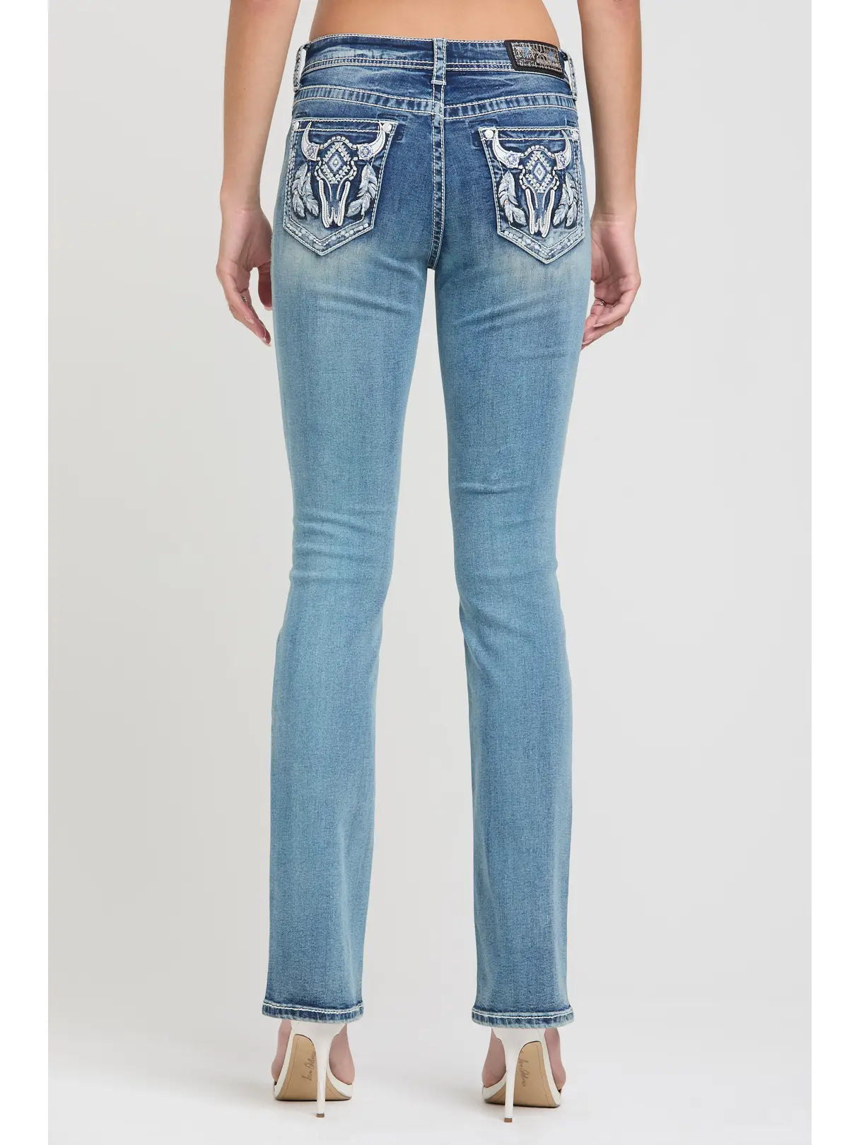 New Grace in LA Steer Head Bootcut Jeans 32"