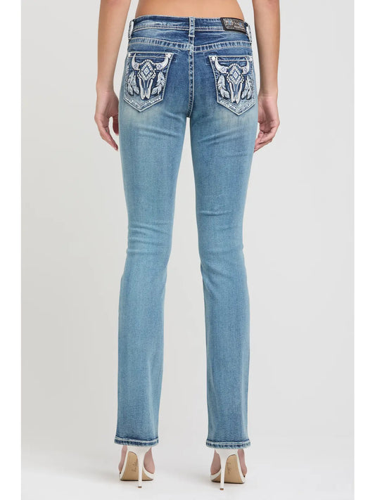 New Grace in LA Steer Head Bootcut Jeans 32"
