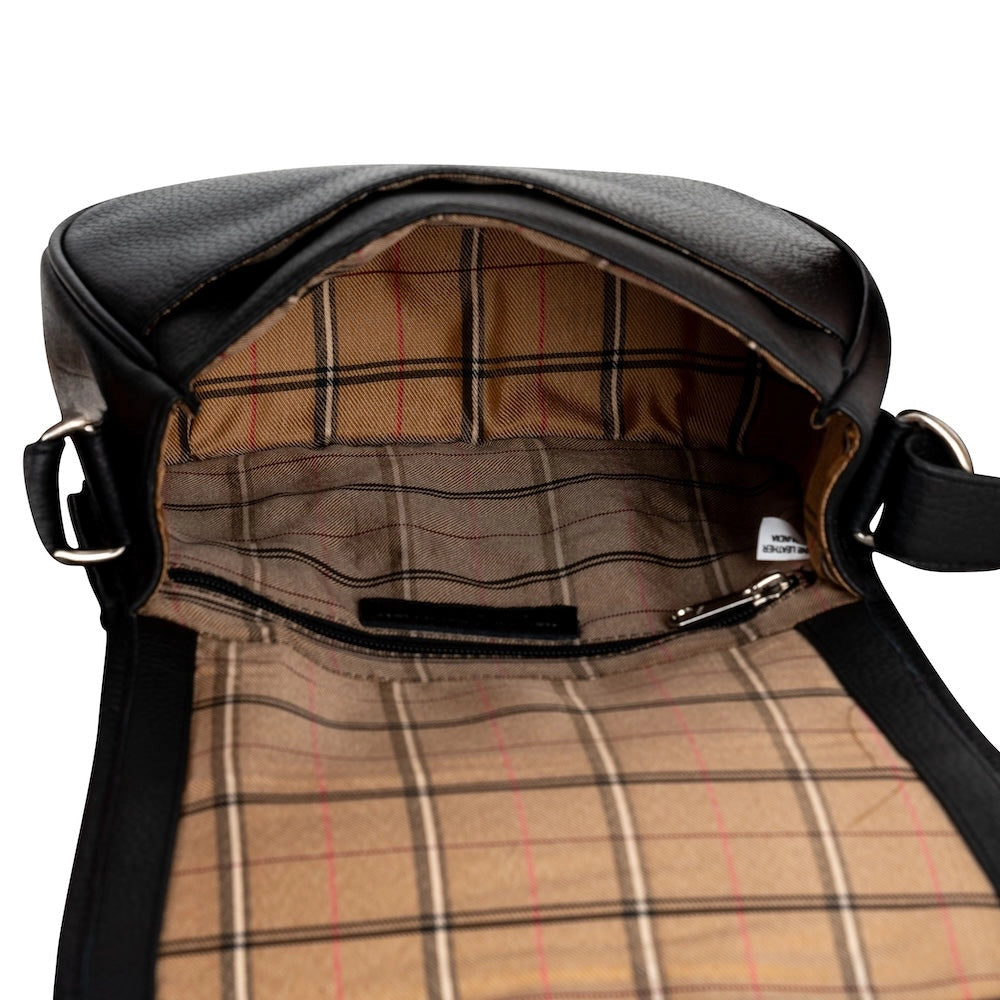 Black Lennon Crossbody Bag - Full-Grain Leather Shoulder Bag