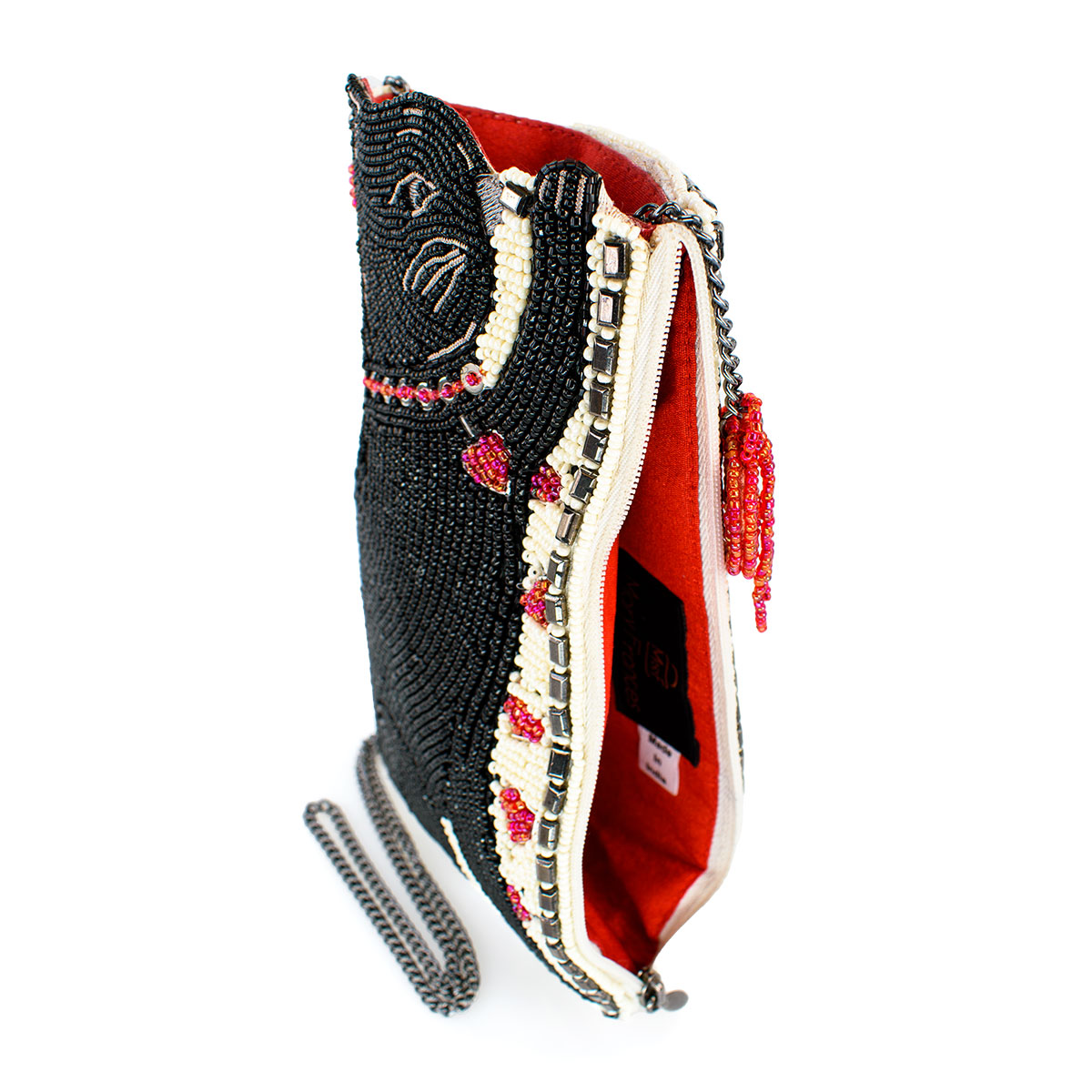 Purr-Suit Kitty Cat and Yarn Hand-Beaded Crossbody Bag