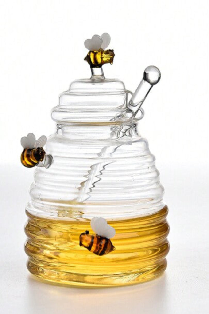 Glass Honey Pot