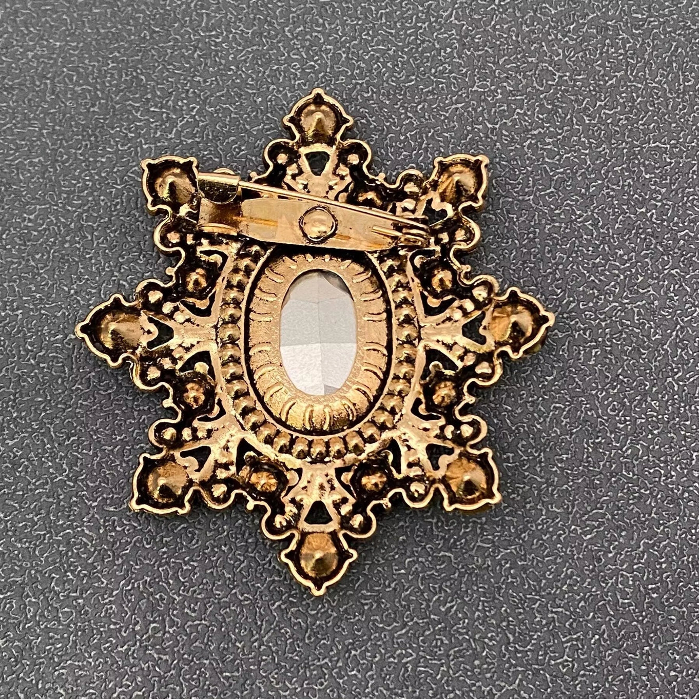 Vintage Sparkling Glass & Rhinestone Snowflake Brooch