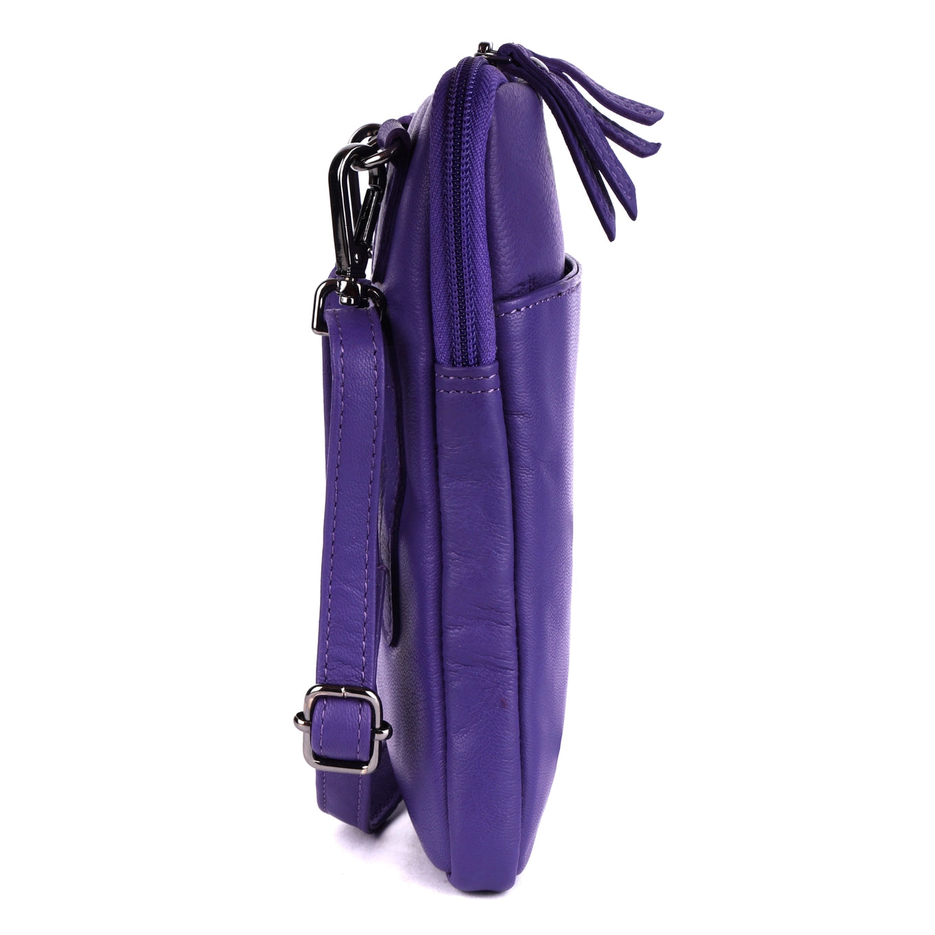 Cleo Purple Leather Phone Crossbody Bag