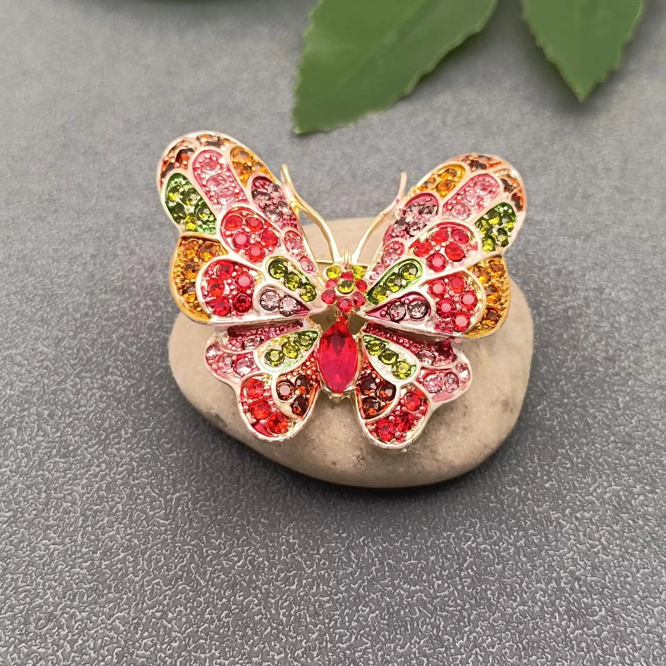 Coloured Rhinestone Butterfly Brooch