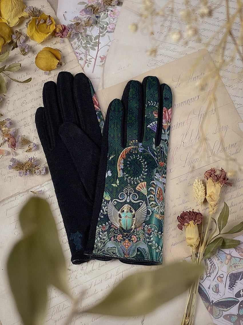 Nefertiti Emerald Wool Gloves