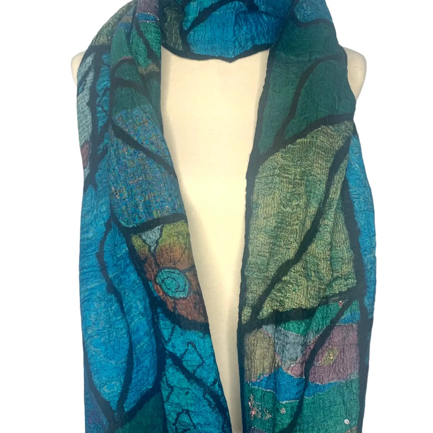 Sari Patchwork Scarf - Blue