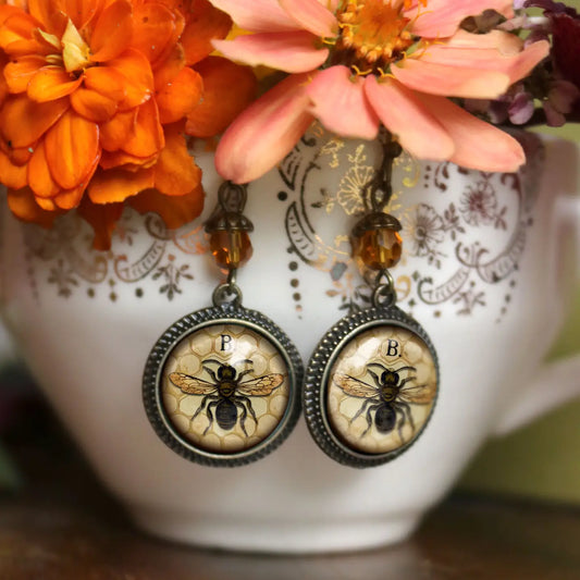 Honey or Worker Bee Cottage Core Earrings