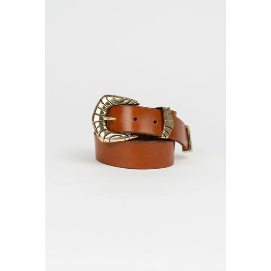 Western Brown Belt - Gold Buckle