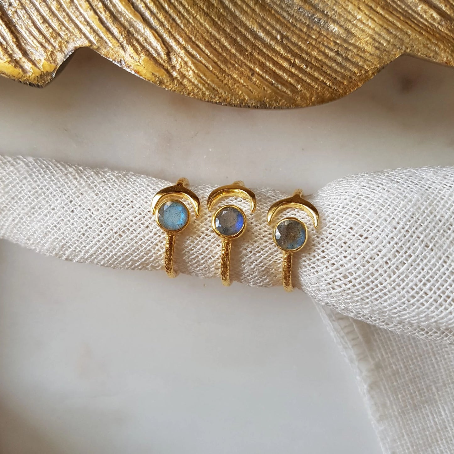 Adjustable Labradorite Ring - Moon