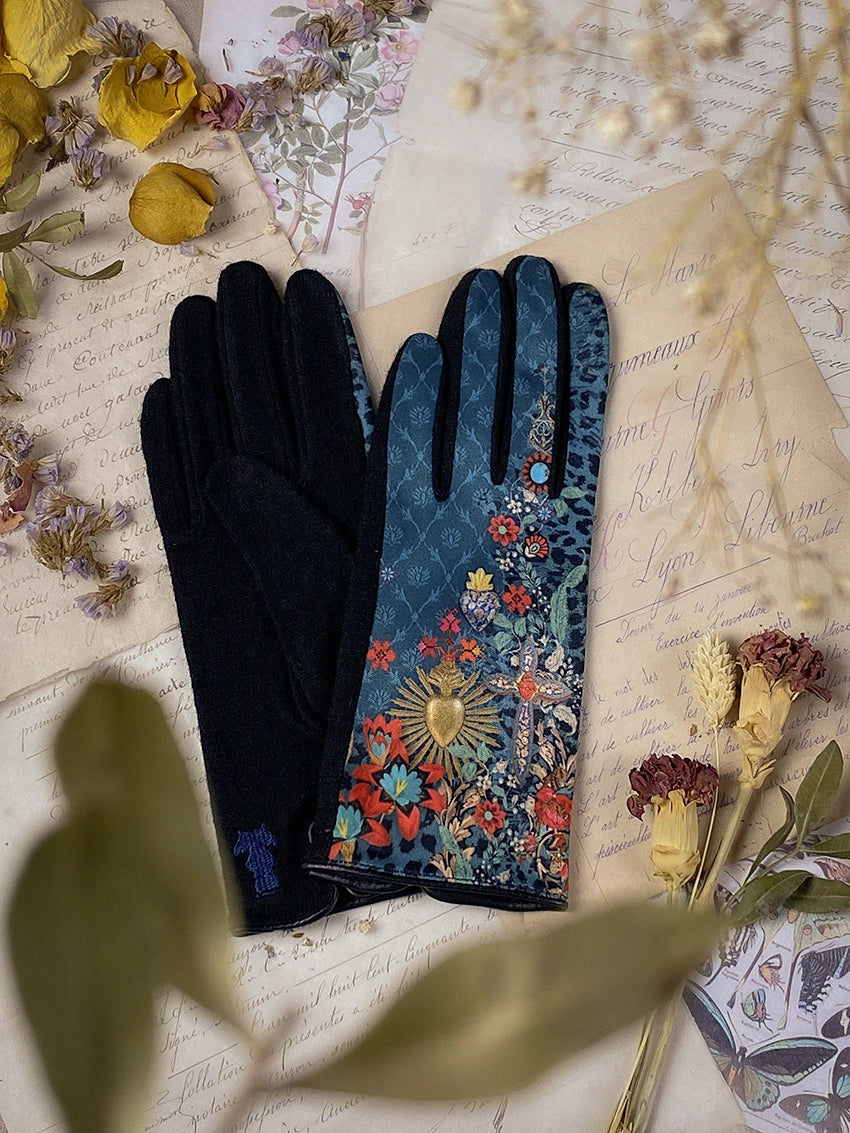 Frida Turquoise Wool Gloves