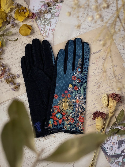 Frida Turquoise Wool Gloves