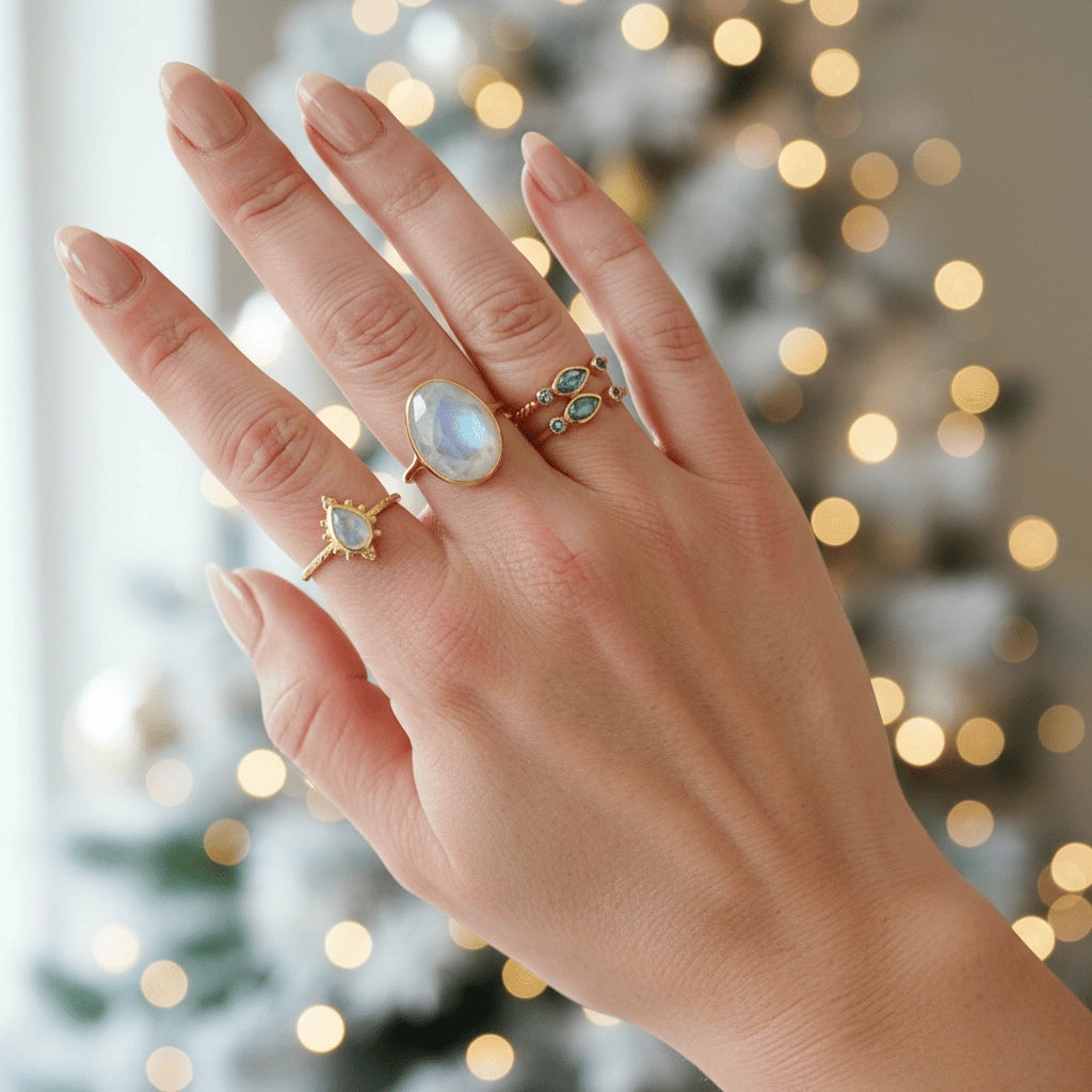 Jaya Rainbow Moonstone Adjustable Ring