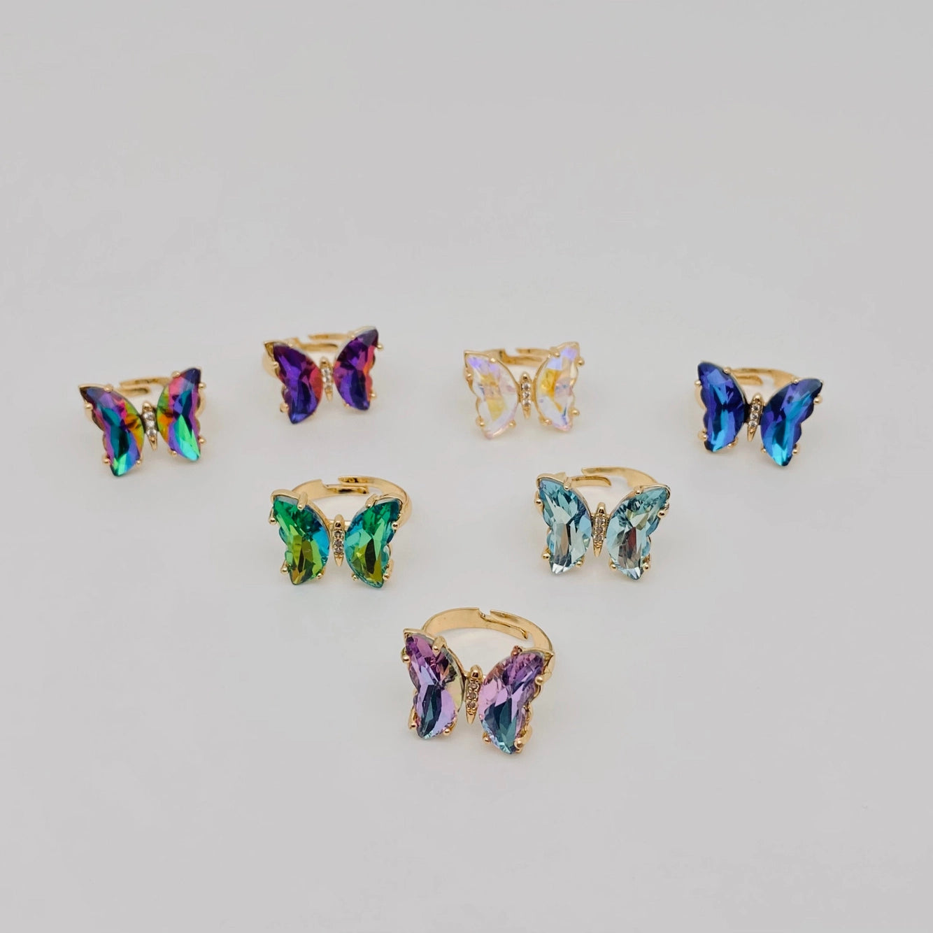 Gradient Glass Butterfly Ring