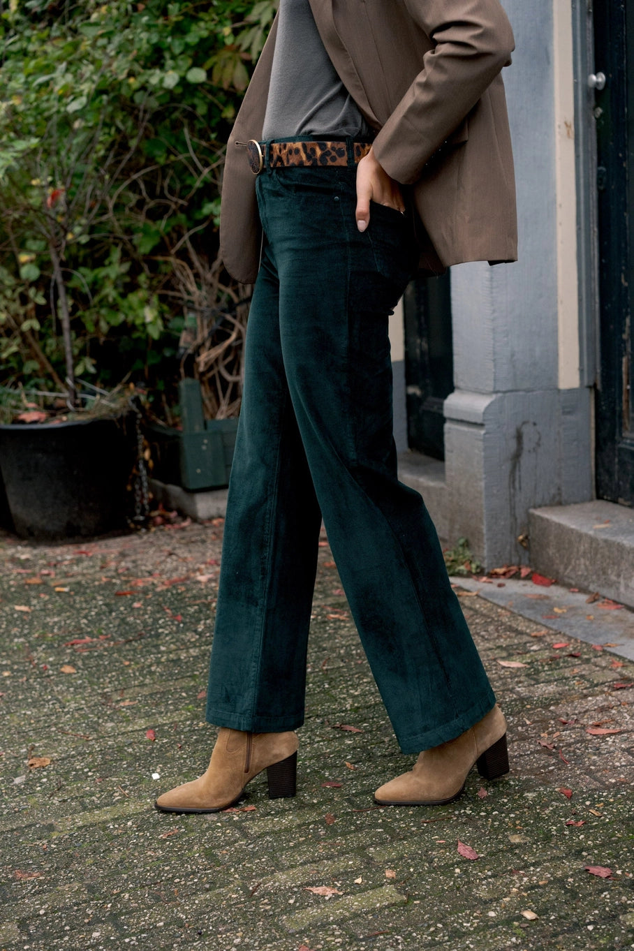 Ava Velvet Pants - Fir Green
