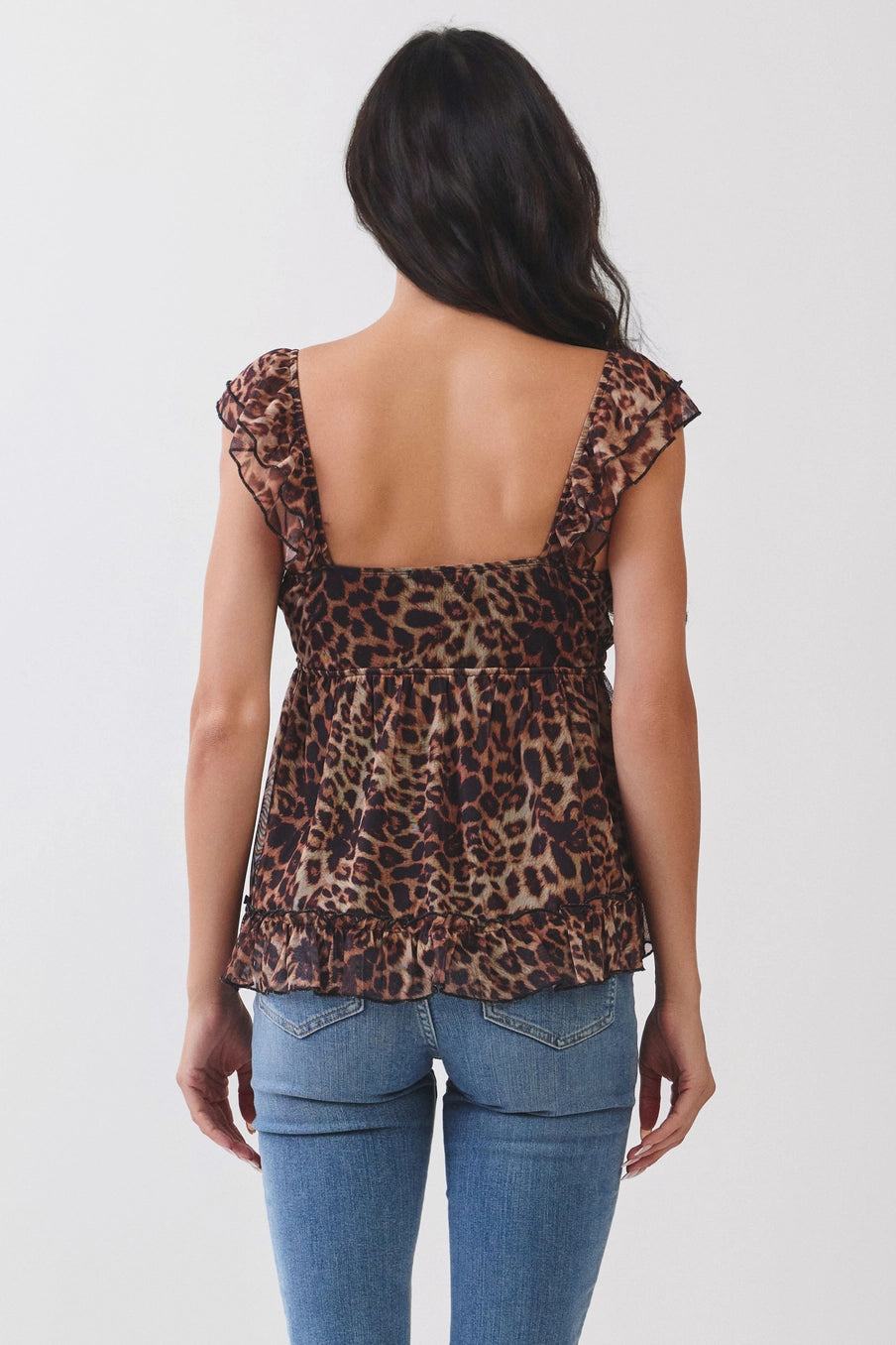 Babydoll Cami Top - Brown Leopard