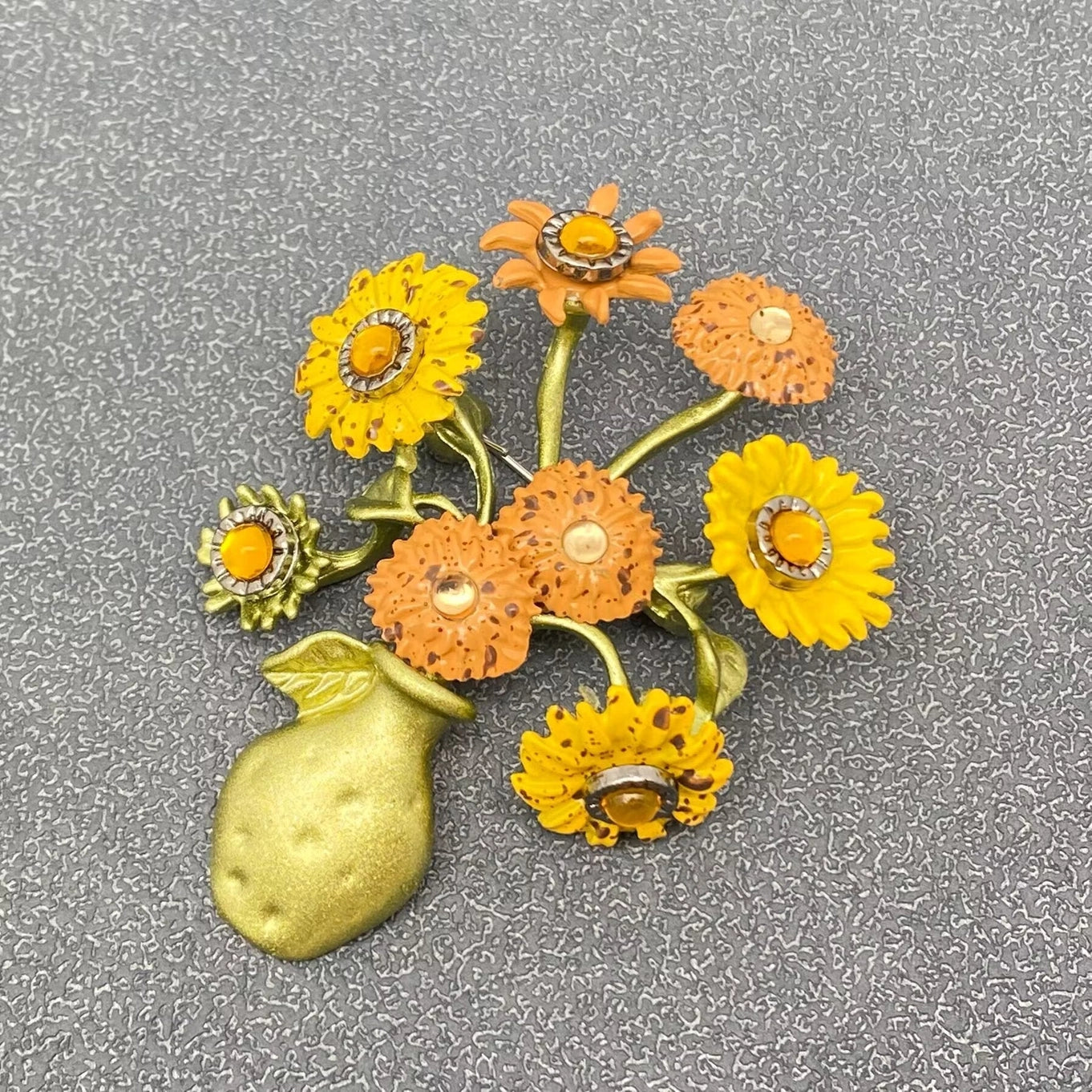 Sunflower Vase Brooch