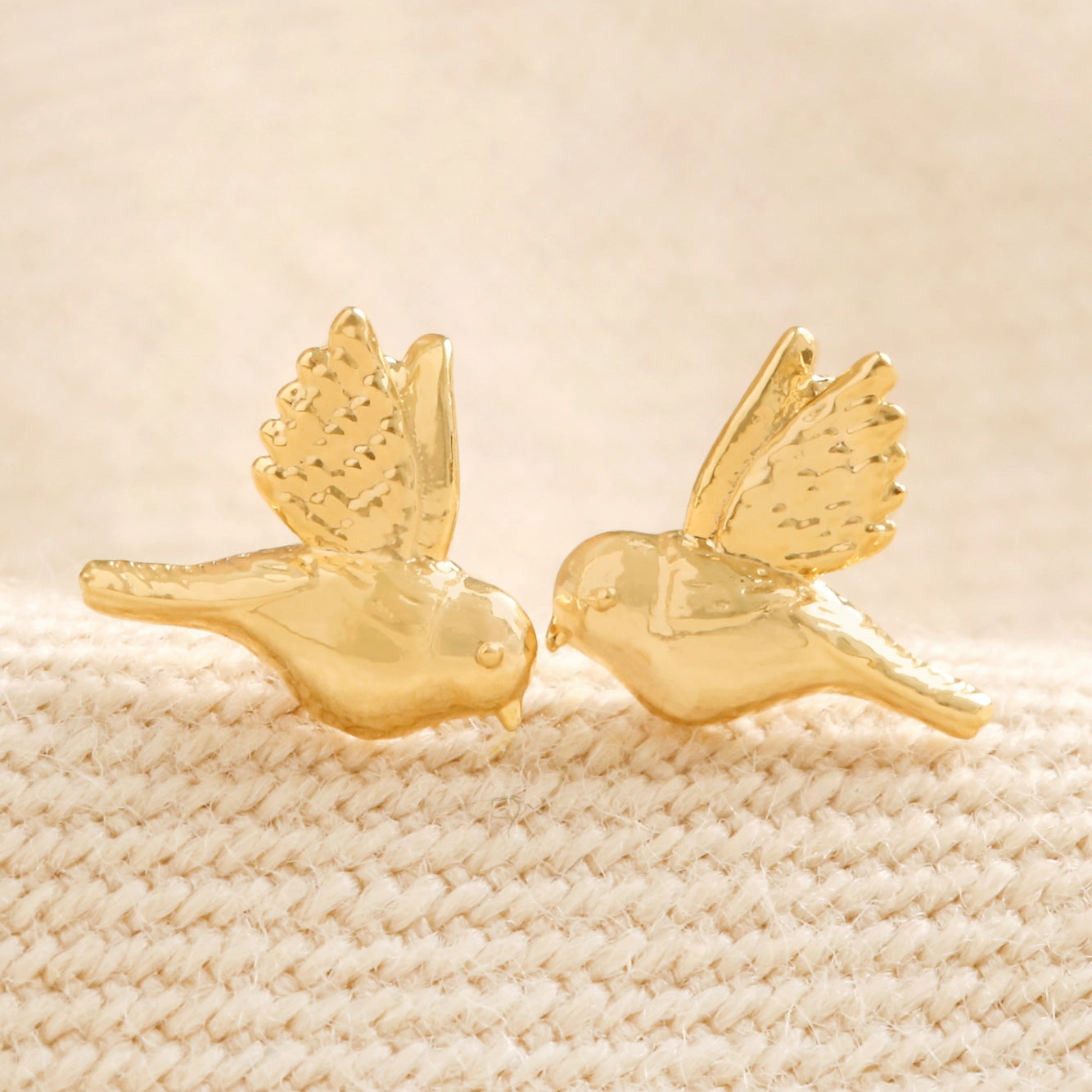 Delicate Bird Stud Earrings Gold