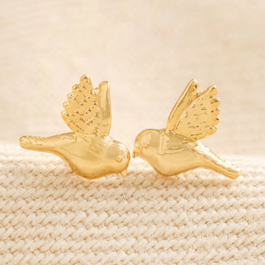 Delicate Bird Stud Earrings Gold