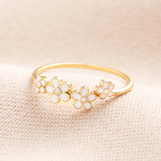 Sterling Silver Daisy Ring in Gold