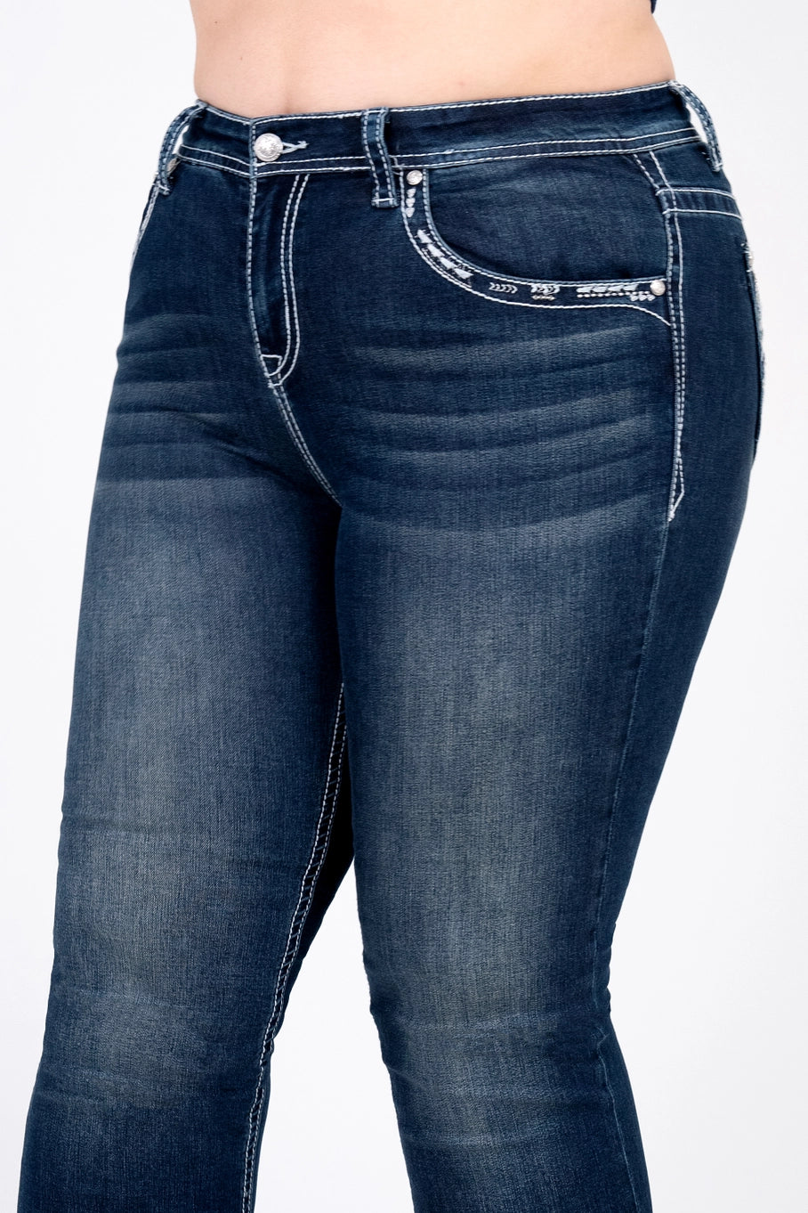 Grace In LA Steer Head Modify Plus Size Bootcut Jeans 32"