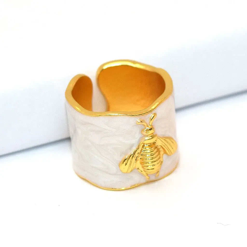 Bumblebee Ring (White Enamel)