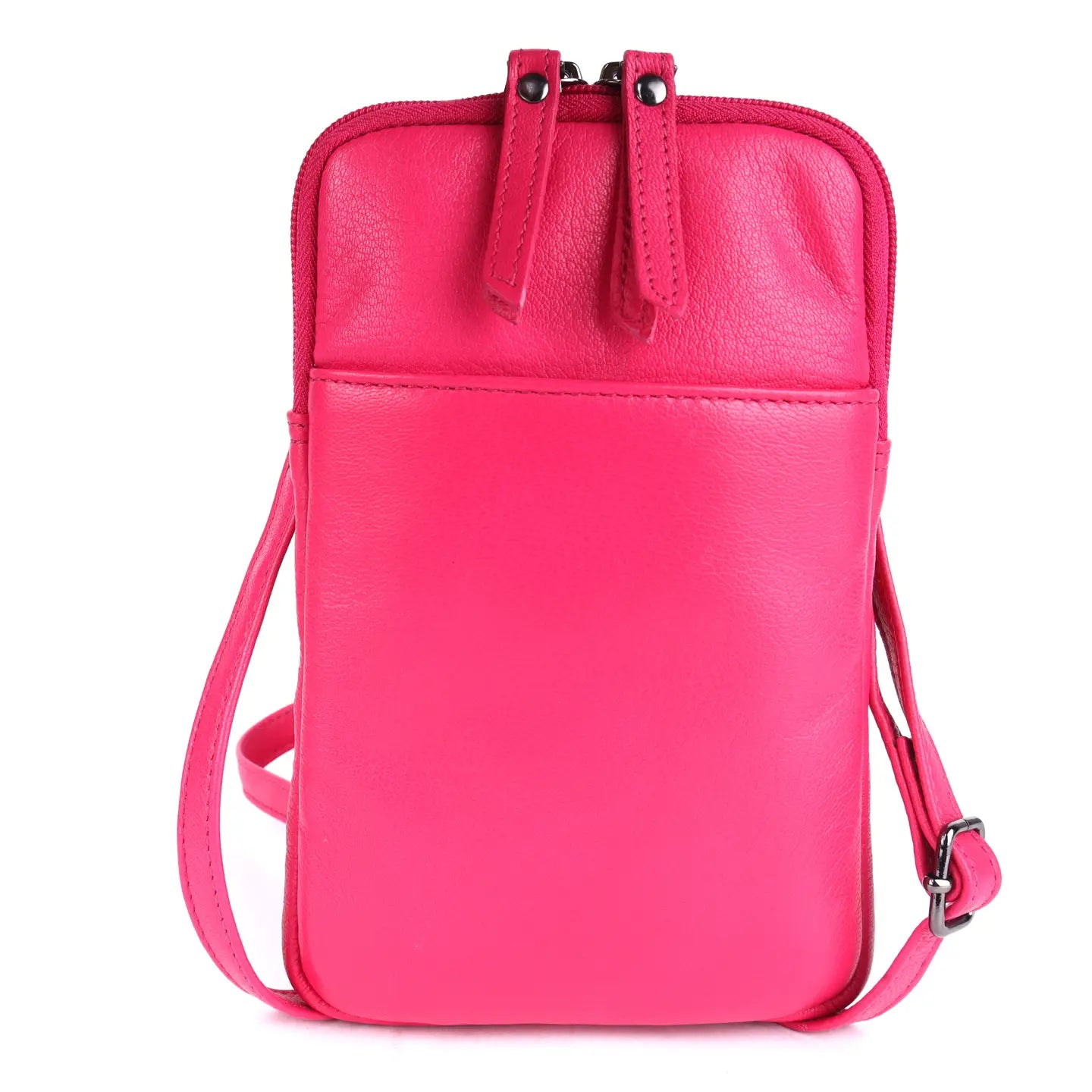Cleo Pink Leather Phone Crossbody Bag