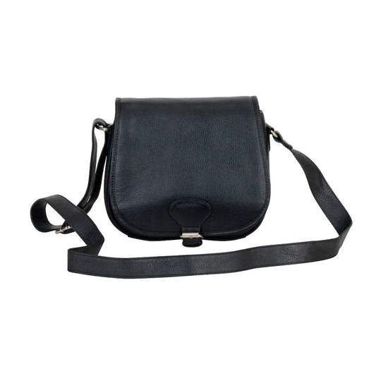 Black Lennon Crossbody Bag - Full-Grain Leather Shoulder Bag